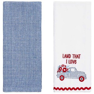 The Lakeside Collection Set of 2 Embroidered Americana Kitchen Towels - 1 of 4