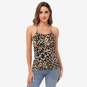 Anna-Kaci Women's Casual Leopard Print Spaghetti Strap Soft Racerback Tank Top for Casual Looks - 1 of 4