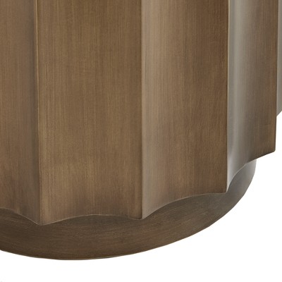 Valentina Scalloped Edge Round Accent Table in Bronze with Glass Top