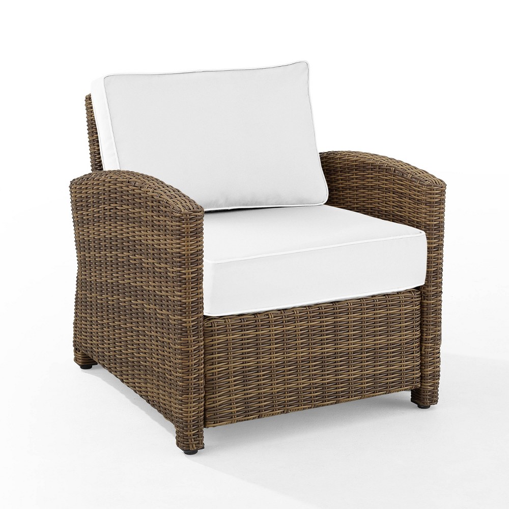 Photos - Garden Furniture Crosley Bradenton Outdoor Armchair - Weathered Brown/White - : Steel Frame, UV & Weather-Resistant Patio Furniture 