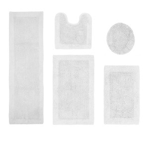 Edge Bath Rug 100% Premium Cotton Ultra-Soft Water Absorbent Tufted Solid Reversible 5 Piece Bathroom Rug Set for Machine Washable Bathmat - 1 of 4