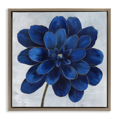 Stupell Industries Modern Deep Blue Floral Carnation, 18" x 18"