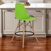 HomeRoots 28" Green And Brown Heavy Duty Plastic And Solid Wood Counter Height Bar Chair - 2 of 4