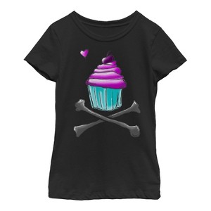 Girl's Lost Gods Skull and Crossbones Cupcake T-Shirt - 1 of 3