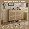 Acekool Rattan Shoe Storage Cabinet, 4 Flip Drawers & 2 Drawers, Boho Organizer for Entryway, Hallway, Living Room, Nature Oak - 3 of 4