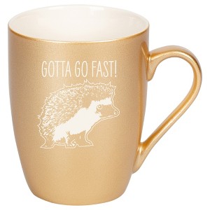 100 North Hedgehog 10 Ounce Vegas Gold Metallic Finish, Comfortably Fits Your Hands, New Bone China Coffee Tea Cup Mug, Gotta Go Fast! - 1 of 1