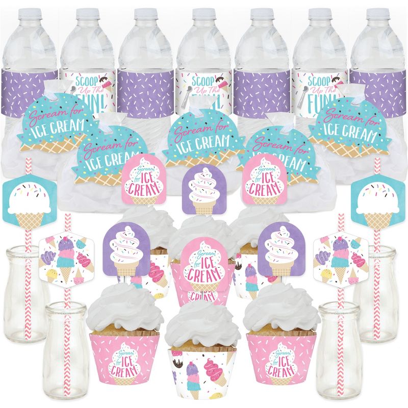 Big Dot of Happiness Scoop Up The Fun - Ice Cream - Sprinkles Party Favors and Cupcake Kit - Fabulous Favor Party Pack - 100 Pieces, 1 of 9