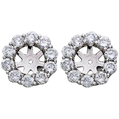 Pompeii3 1 1/2ct Diamond Halo Earring Studs Jackets 14k White Gold  (6-6.7mm)