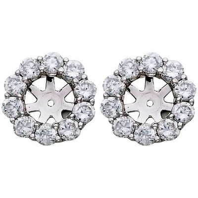 Pompeii3 1 1/2ct Diamond Halo Earring Studs Jackets White Gold  (6-6.7mm)