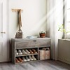Shoe Storage Bench with Cushion, Entryway Bench with Storage Box & 2-Tier Open Shoe Rack, Wooden Shoe Bench for Entryway, Bedroom - 3 of 4