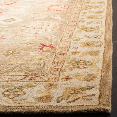 Heirloom Brown and Beige Wool 6' Square Area Rug