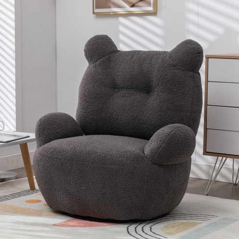 Modern Accent Chair, Teddy Short Plush Particle Velvet Armchair with  Ottoman White-ModernLuxe