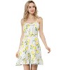 Allegra K Women's Floral Ruffle Bow Knot Lemon Spaghetti Strap Mini Sundress - 4 of 4