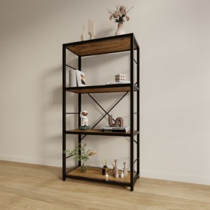 Metal & Wood Bookshelf And Bookcase, 29.52 Inch Wide Shelves 4 Tier Ladder Shelves 110 Lbs/Shelf Vintage Industrial Style Bookcase - 1 of 4