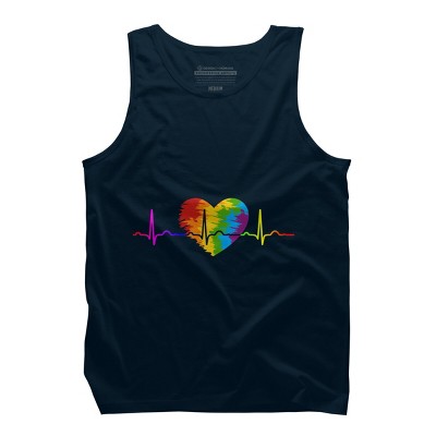 Design By Humans Rainbow Heartbeat Pride By Corndesign Tank Top - Navy ...