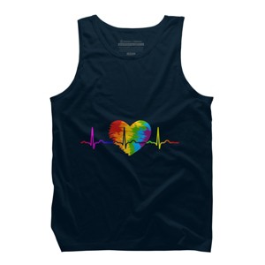 Adult Design By Humans Rainbow Heartbeat Pride By corndesign Tank Top - 1 of 2