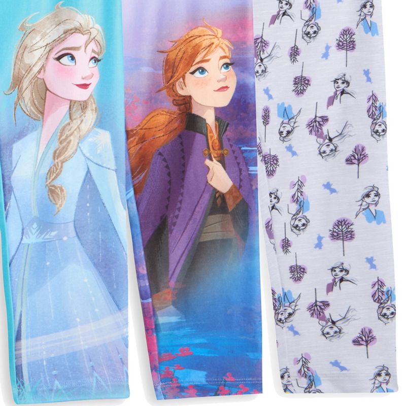 Disney Frozen Princess Anna Elsa Girls 3 Pack Leggings , 5 of 8