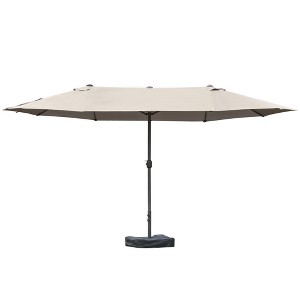 Patio Umbrella 15' Steel Rectangular Outdoor Double Sided Market with base, UV Sun Protection & Easy Crank for Deck Pool Patio - 1 of 4