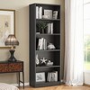 MAYEERTY Freestanding 5-Shelf Wood Bookshelf with Adjustable Shelves for Home Office, Gray - 2 of 4