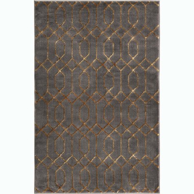 Gray Gold Trellis 4' x 6' Stain-Resistant Area Rug