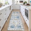 2'x6' Machine Washable Runner Rug, Non-Slip Backing, Vintage Low Pile, Boho Style for Kitchen, Entryway, Laundry Room, Blue - 2 of 4