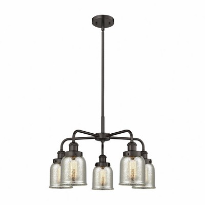 Bell - 5 Light Stem Hung Chandelier In Art Deco Style-14.75 Inches Tall and 23 Inches Wide