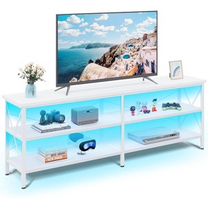 GALAXHERO TV Stand for 65 70 inch TV with LED Lights, Gaming Entertainment Center with Storage, Industrial TV Console for Living Room, White - 1 of 1