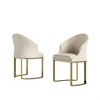 ORRD Set of 2 Modern Leather Chairs, Metal Legs & Backrest, White Seat with Gold Steel Feet, for Dining Room, Living Room, Office - 4 of 4