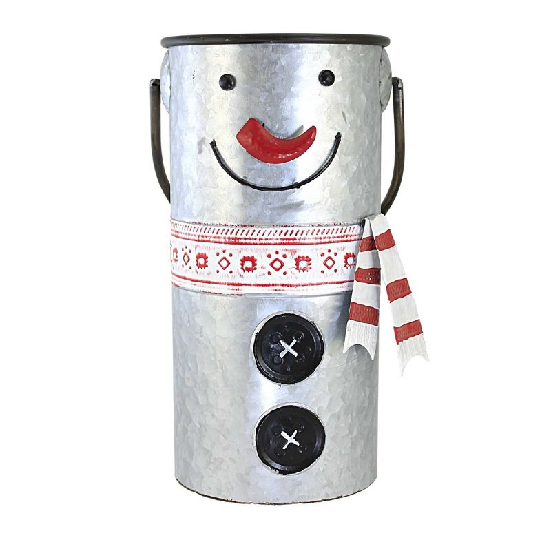Christmas Galvanized Metal Snowman Container Transpac  -, 1 of 4