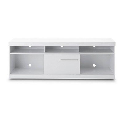 Wooden Open Compartments and Sliding Door TV Stand for TVs up to 71" White - The Urban Port