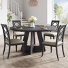 Round Dining Table, 47'' Farmhouse Kitchen Table for 4-6 People, Mid Century Wood Dinner Table with Wide Tabletop and Cross Base, Circle Dining Room - 3 of 4