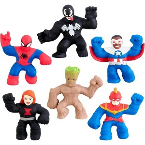 Heroes of Goo Jit Zu Minis Marvel 6-Pack – Groot, Black Widow, Captain America, Spider-Man, Venom & Captain Marvel Stretchy 2.5" Figures - 1 of 4