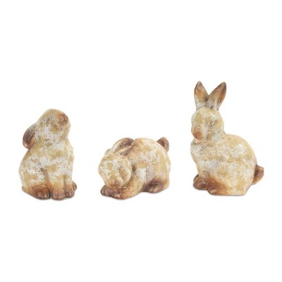 Weathered Terra Cotta Rabbit Garden Statue (Set of 6)