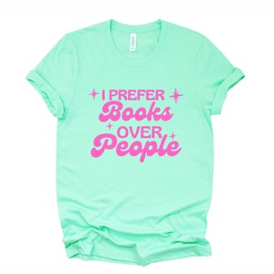 I Prefer Books Over People Stars - Women's Short Sleeve Graphic T-Shirt - 1 of 4
