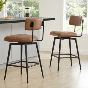 Spruce&Spring Counter Height Swivel Bar Stool Chairs Set of 2 with Metal Frame - 1 of 4