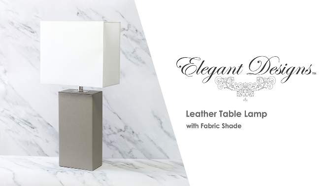Leather Table Lamp with Fabric Shade  - Elegant Designs, 2 of 6, play video