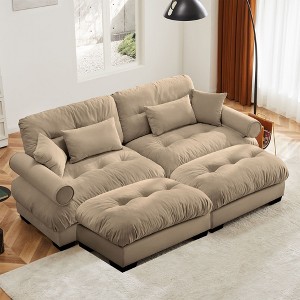 NicBex Couches for Living Room Oversized 2-Seater Sofa Couch Comfort Velvet Upholstered Sofa With Pillows and Bolstered Armrests for Bedroom - 1 of 4
