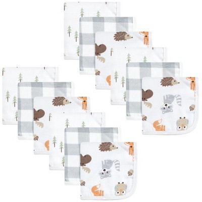 Hudson Baby Infant Boy Cotton Muslin Washcloths, Woodland, One Size