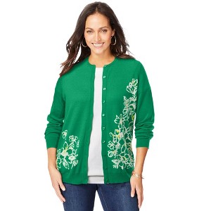 Jessica London Women's Plus Size Fine Gauge Cardigan - 1 of 4