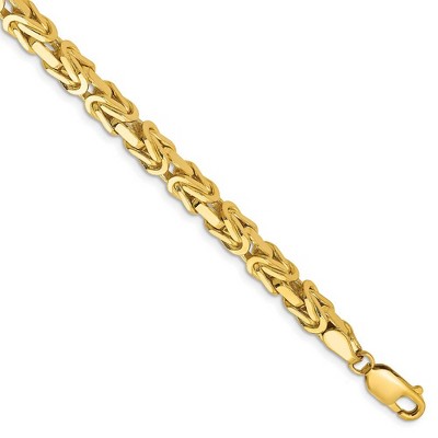 Black Bow Jewelry 5.25mm, 14k Yellow Gold, Solid Byzantine Chain Bracelet