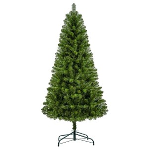 NAYSAYE 7FT Artificial Christmas Tree Full PVC Branches with Sturdy Metal Stand for Indoor Holiday Decor, Green, 40"*40"*84" - 1 of 4