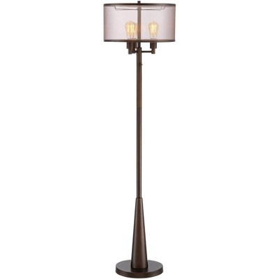 Durango 62" Rustic Edison Bronze Floor Lamp with Sheer Shade