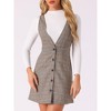 Allegra K Women's V Neck Gingham Check Pinafore Overalls Suspenders Plaid Print Dress - 3 of 4