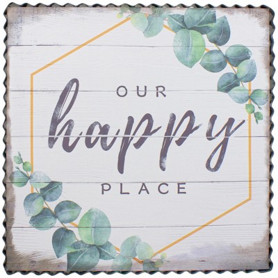 Northlight Metal Framed "Our Happy Place" Decorative Canvas Wall Art 12"