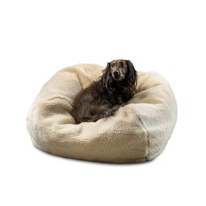Carolina Pet Company Faux Shearling Puff Ball Dog Bed - Natural - 1 of 4