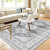 Washable Vintage Chenille Floral Print Farmhouse Area Rugs for Home Office - 2 of 4