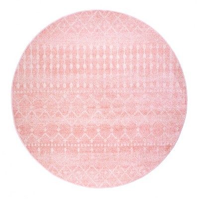 Image of Nuloom Oval 4x6 Moroccan Blythe Indoor Area Rug, Pink, Faded Bohemian Design, Stain Resistant, BedroomLiving Room, Kitchen,