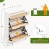 Natural Rattan Shoe Cabinet, 2 Flip Door Shoe Rack with a Drawer, Modern Freestanding Shoe Organizer - 2 of 4