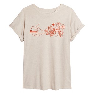 Women's - Disney - Stitch Hawaii Oversized Graphic T-Shirt - 1 of 4