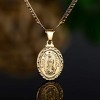 Virgin Mary Guadalupe Pendant Necklace 18K Gold Plated 3mm Mariner Chain - 4 of 4
